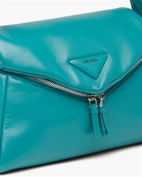 Peacock Blue Prada Signaux padded nappa leather bag 